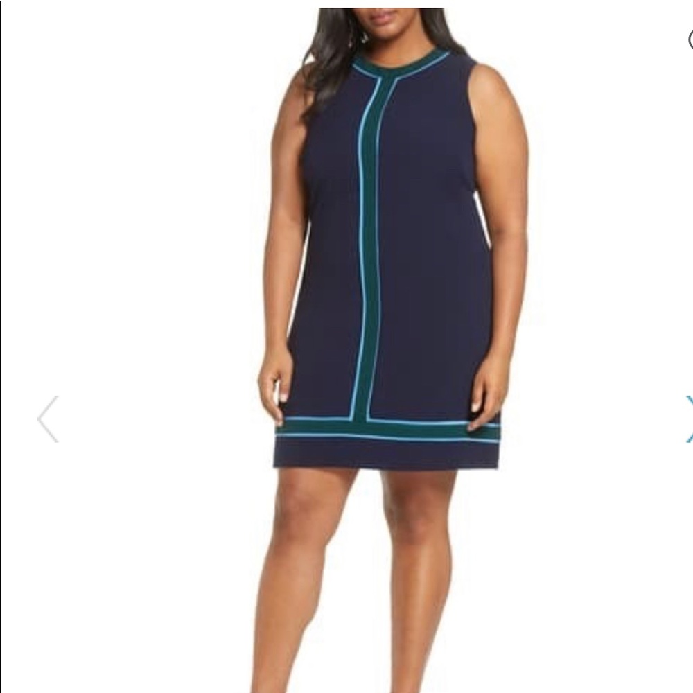 1901 sleeveless navy shift dress